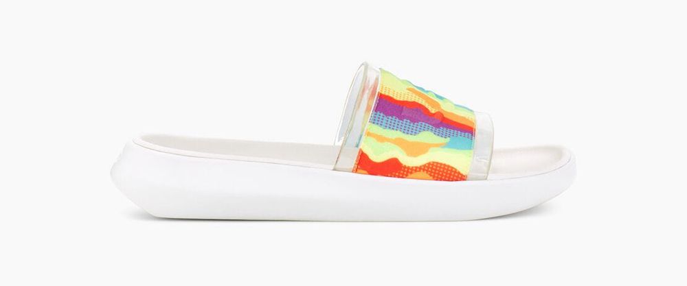 Ugg Cali Collage - Mens Slides - Rainbow Stripes - NZ (3190BLHUP)